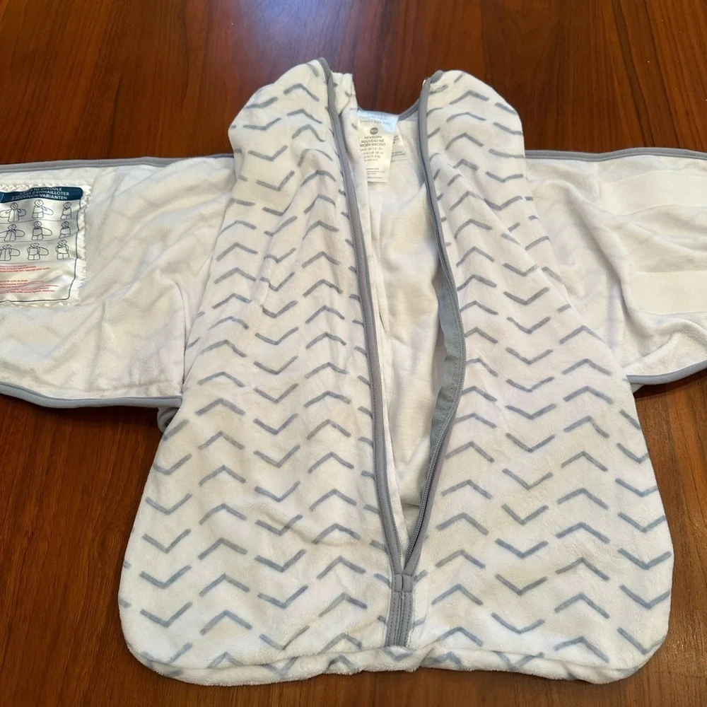 Halo Pottery Barn Kids Exclusive White and Blue sleepsack newborn fleece swaddle